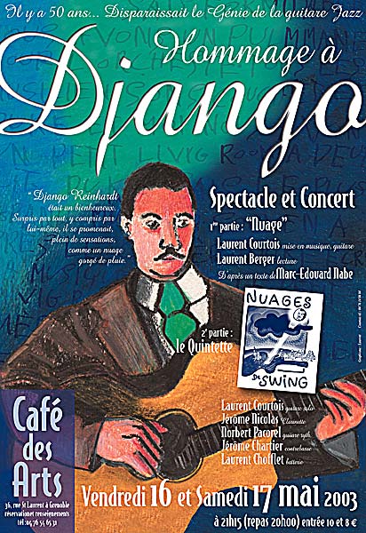 L'affiche des concerts en hommage à Django / 16 et 17 mai 2003